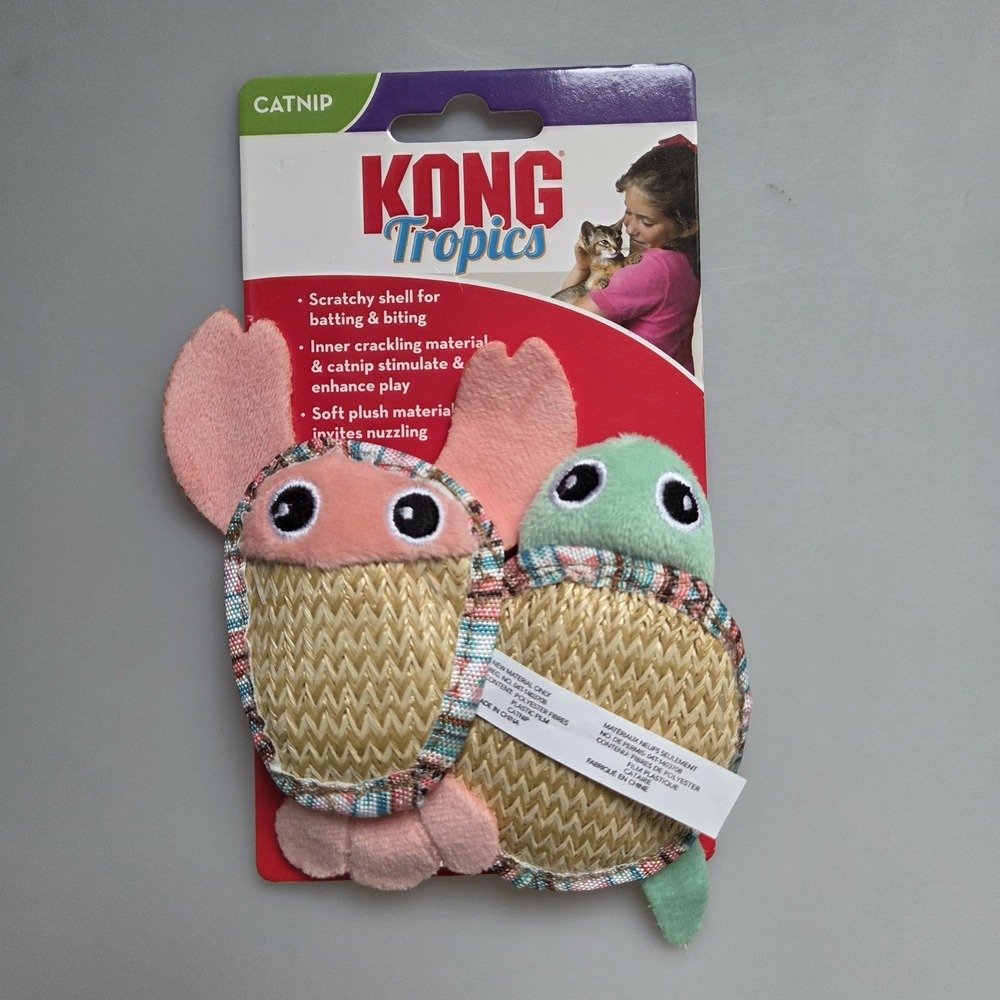 KONG Tropics Pals 2-pk‎ Crackly Durable Soft Catnip Cat Toys 5"
